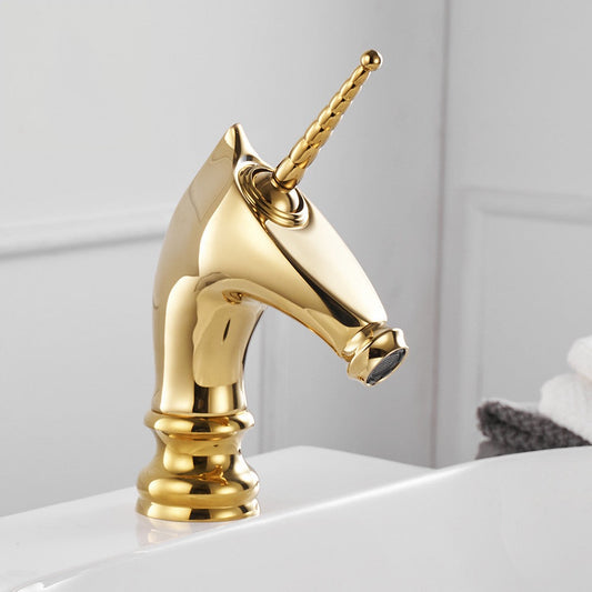 "Saddle" Golden Deck Mounted Bathroom Mixer