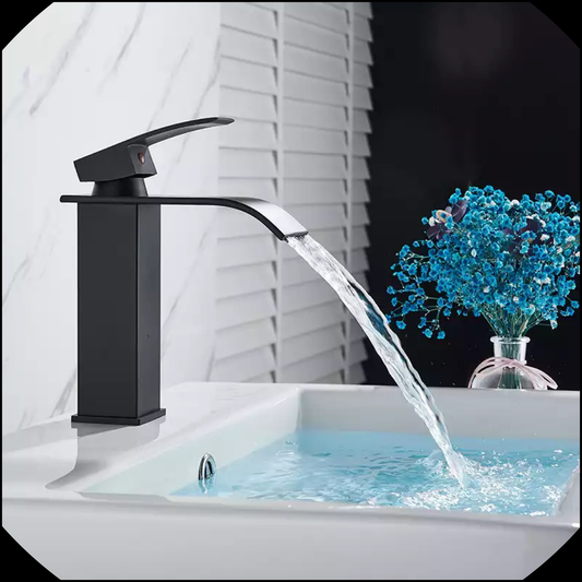 Hot Cold Water Basin Faucet Waterfall Bathroom Vanity Single Lever